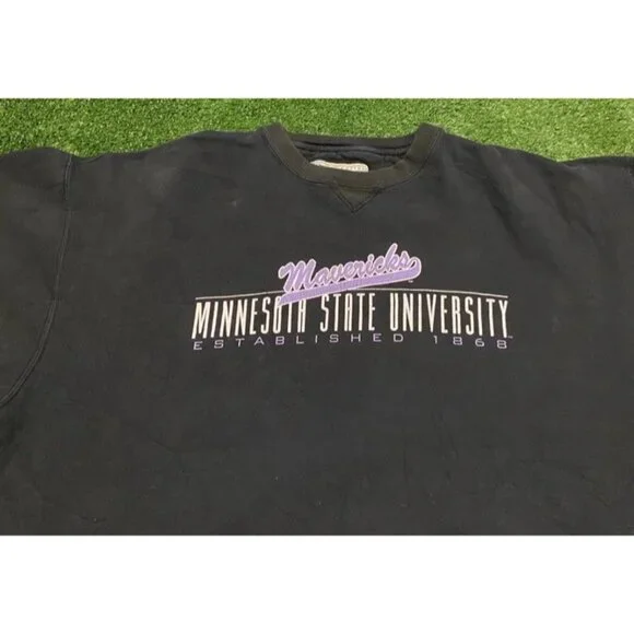 Vintage Minnesota State Mavericks sweatshirt mens 2XL black oversize crewneck - Picture 5 of 11